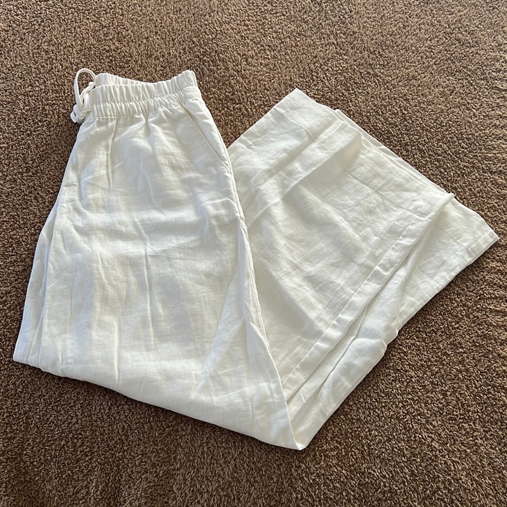 A New Day (target) white linen wide-leg pants